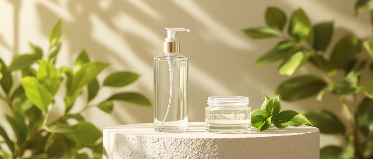 Klärendes Gel und schlichter Tiegel mit grünem Blatt – bei unreiner Haut, Tays Natural