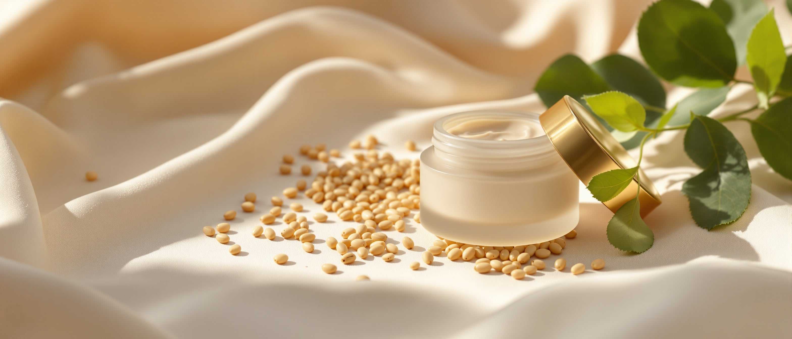 Babchi-Samen und Blätter neben schlichtem Cremetiegel – Bakuchiol für die Haut, Tays Natural