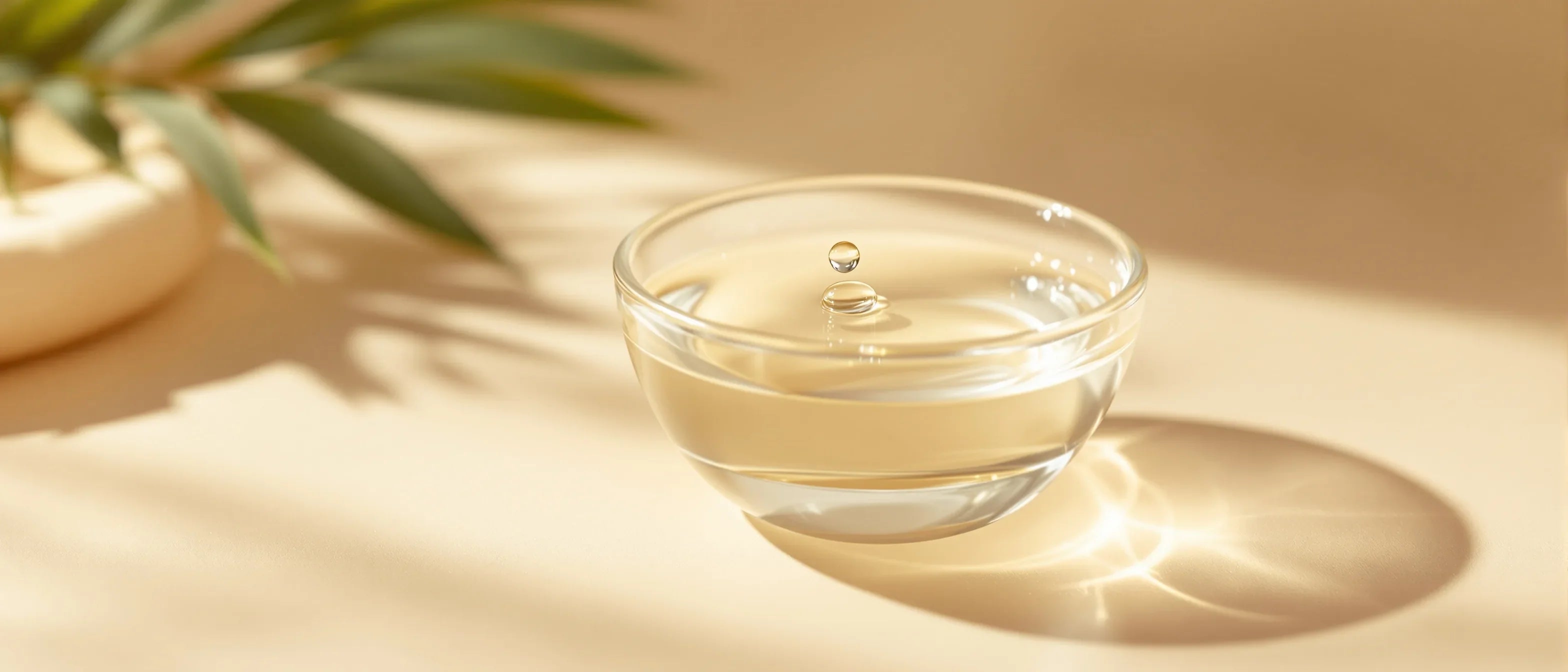 Klares Glycerin in einer Glasschale auf hellem Untergrund
