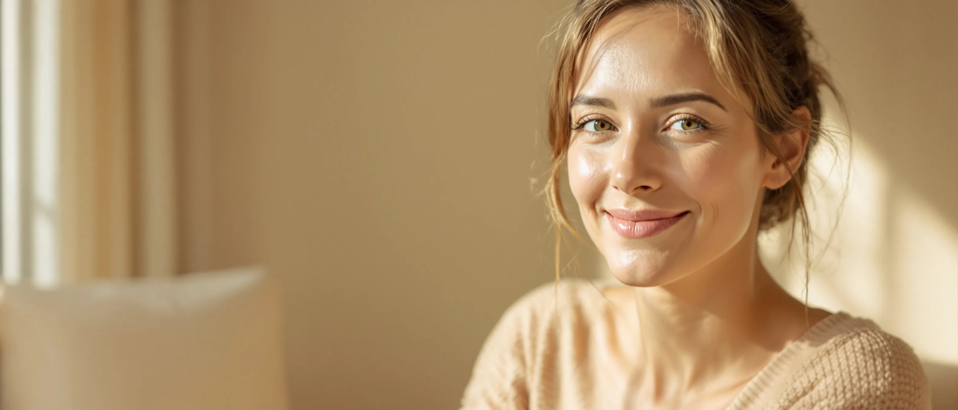 Frau um die 30 mit frischer, natürlicher Haut – beste Gesichtscreme ab 30