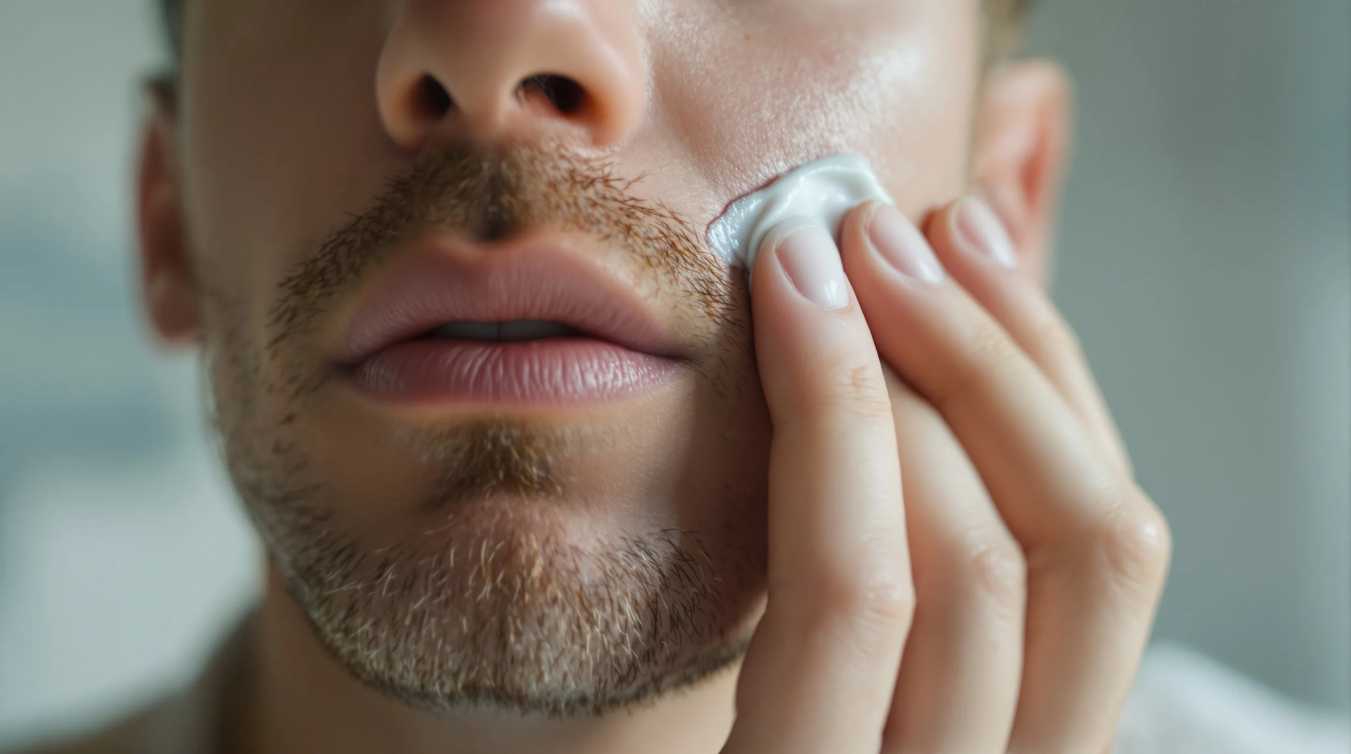 Mann trägt morgens Gesichtspflege auf – beste Gesichtspflege für Männer