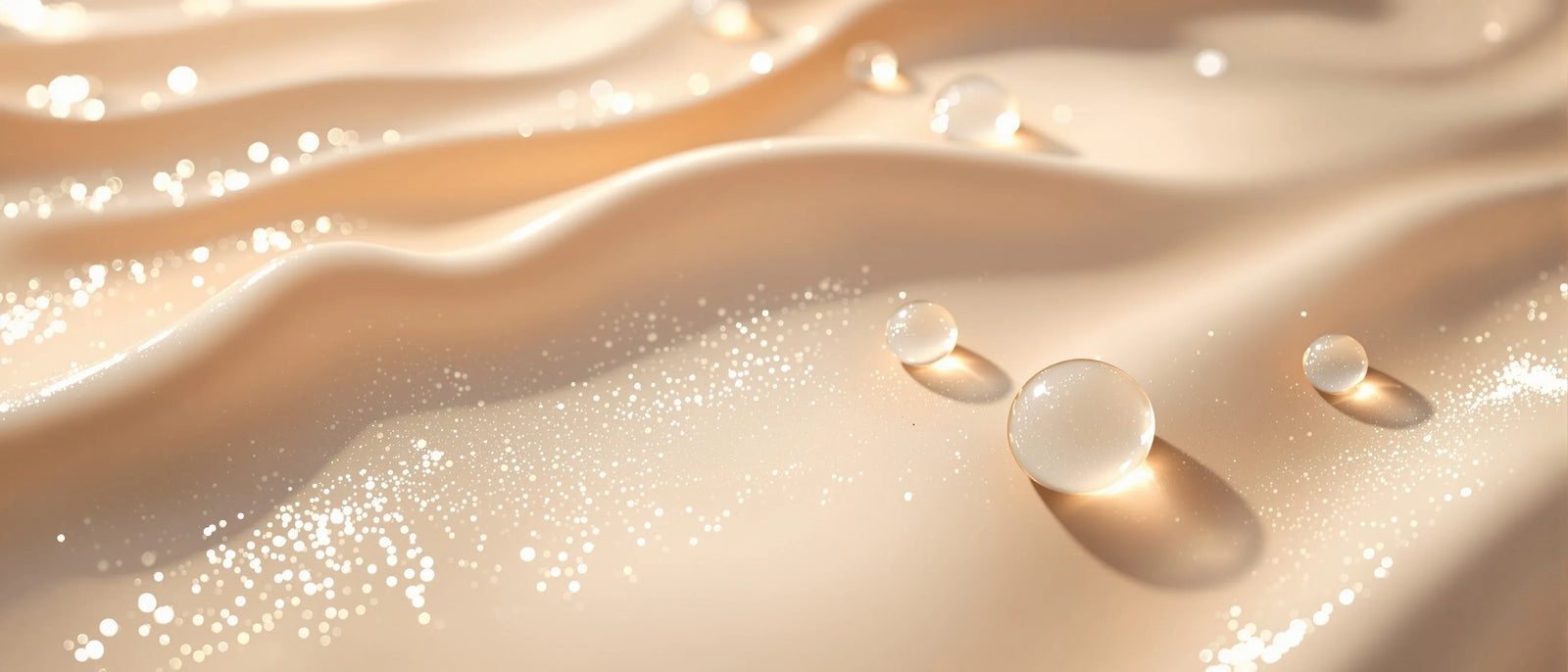 Glänzende Feuchtigkeitstropfen auf Creme – Glycerin, Tays Natural