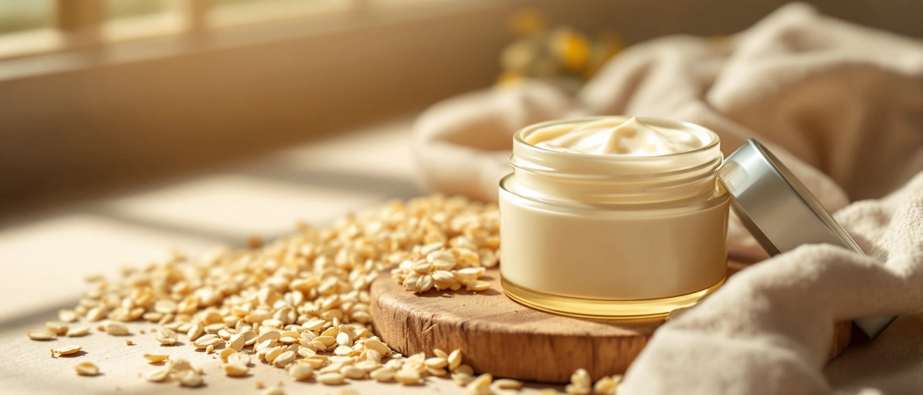 Hausmittel Honig und Hafer neben Creme – Omas Mittel gegen Falten, Tays Natural