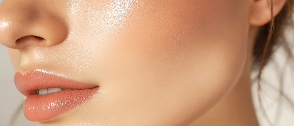 Gerötete Wange bei Rosacea als Reaktion auf einen Trigger
