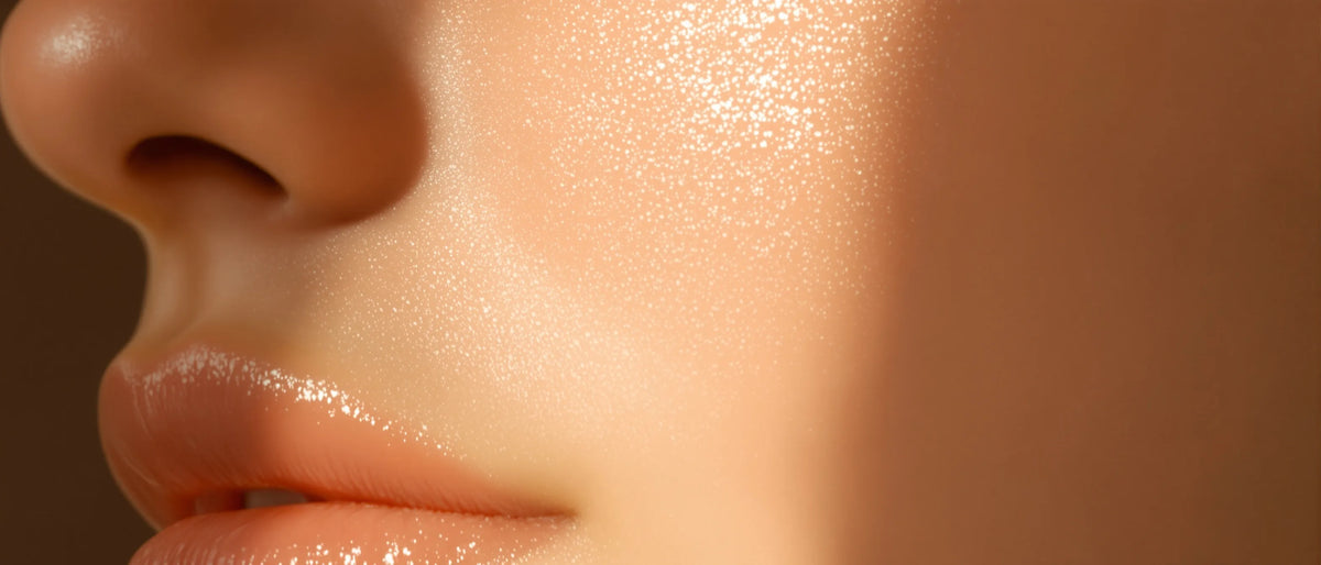 Nahaufnahme leicht geröteter Gesichtshaut bei Rosacea