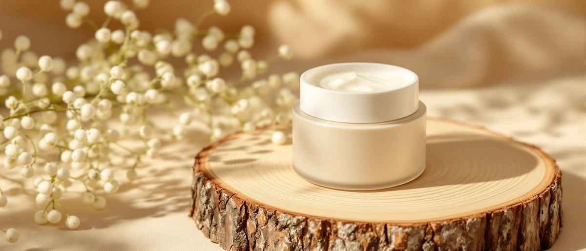 Rindertalg-Gesichtspflege-Set als Geschenk mit zwei Tiegeln auf Holz – Tays Natural