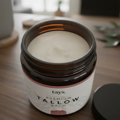 Offenes Glas mit Beef Tallow Creme